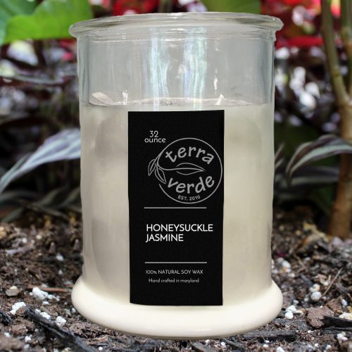 32 OZ Mason Jar Soy Candle - Honeysuckle Jasmine - Terra Verde Soy